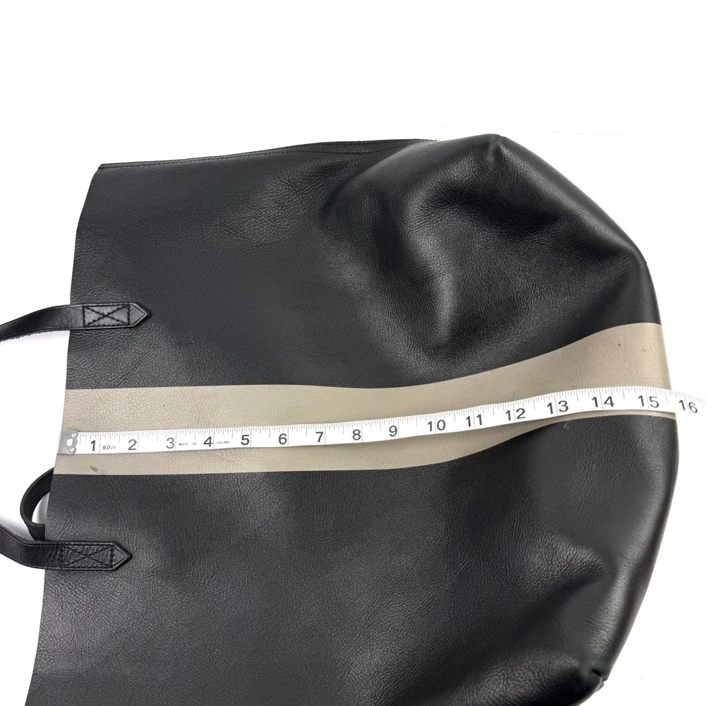 Madewell Transport Paint Stripe Tote Bag Black Gray Leather Urban Commuter